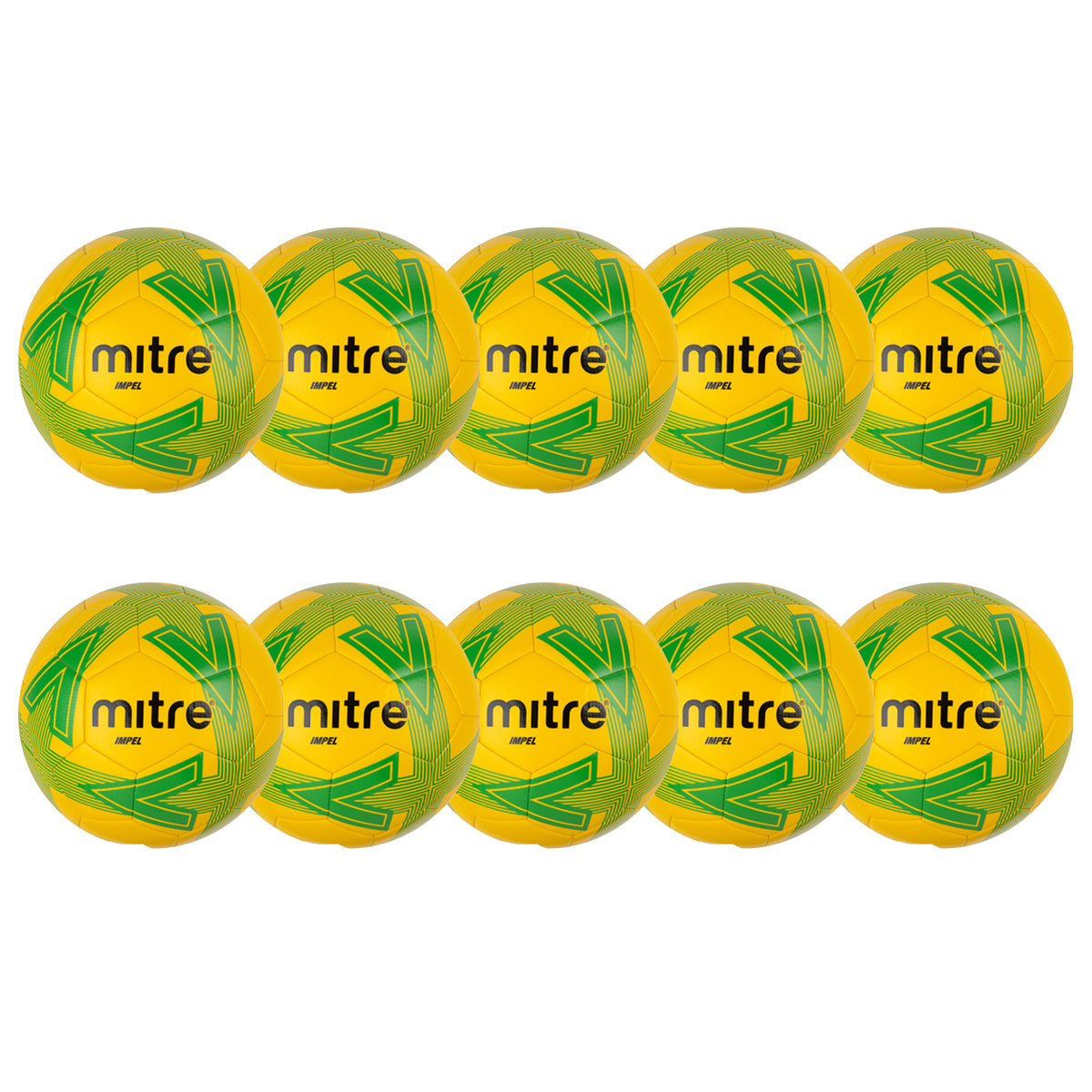 Mitre Impel Football (Pack of 10): Yellow Green