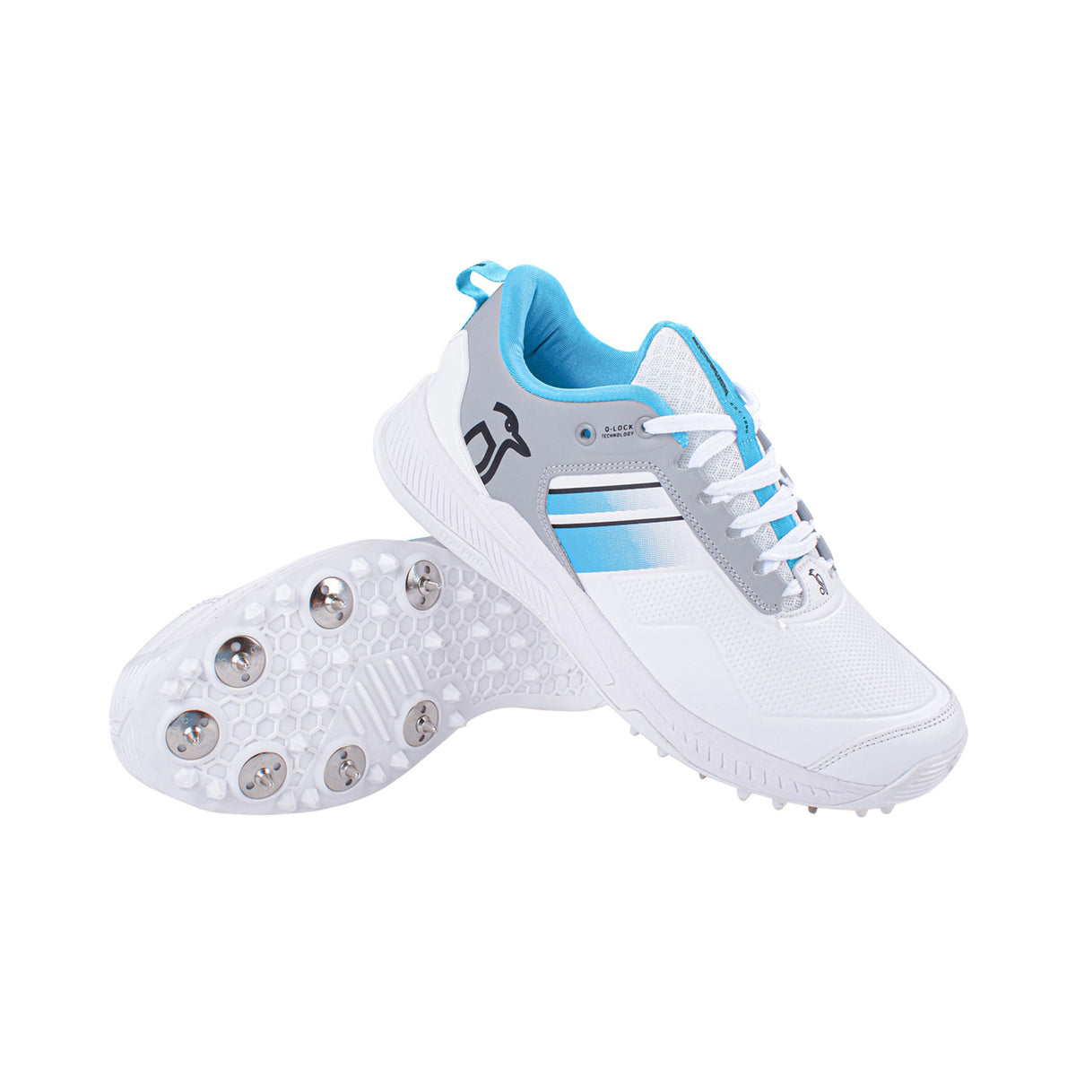 Kookaburra KC 1.0 Spike Cricket Shoes: White/Mint/Grey