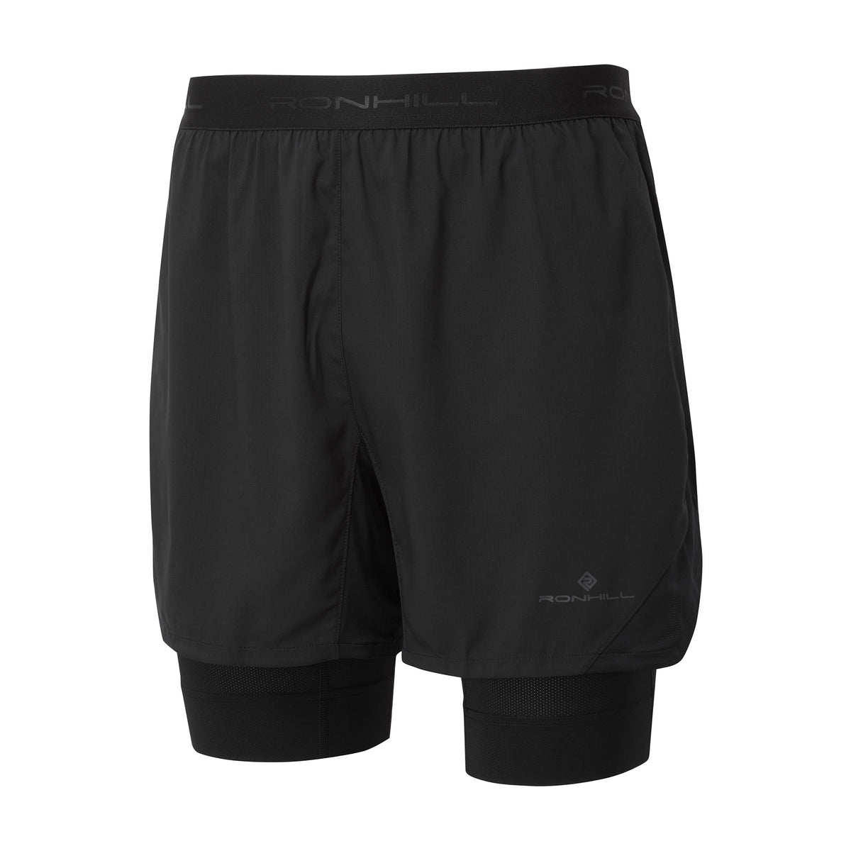 Ronhill Mens Tech Revive 5 inch Twin Shorts: Black